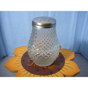 Vtg Diamond Point Clear Glass Sugar Shaker Muffineer